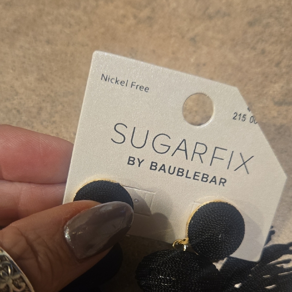 New Sugarfix by Baublebar Black Tassel Dangle Earrings - Picture 2 of 5